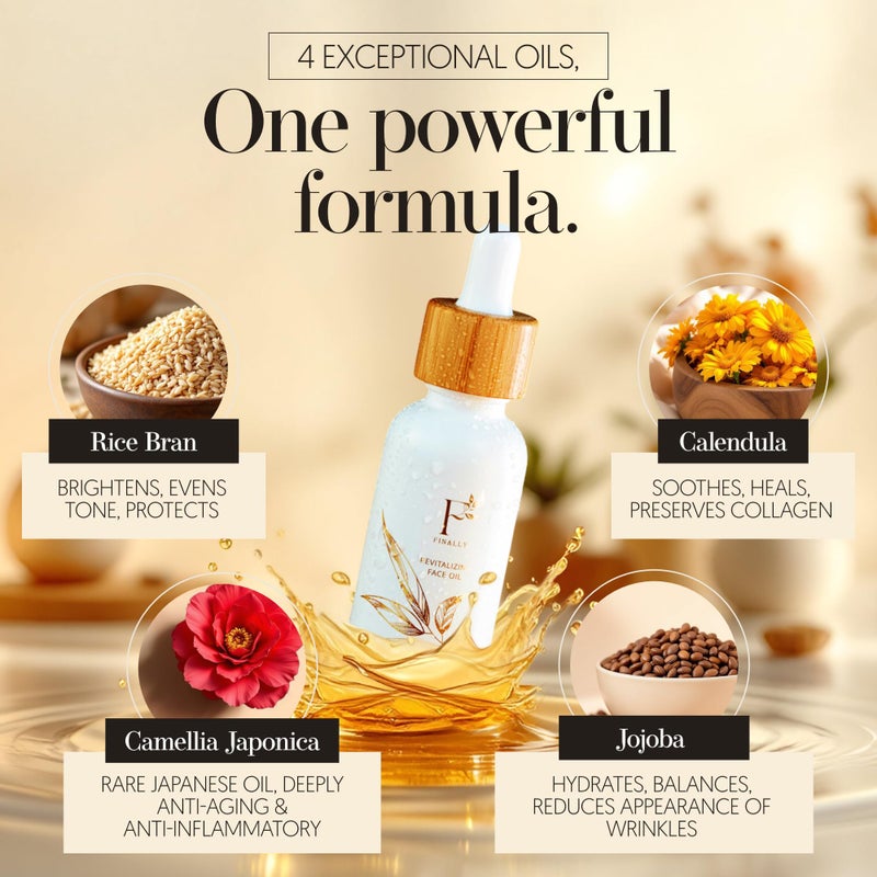 Finally 100% Organic Tsubaki Face Oil & Under-Eye Serum. Jojoba, Calendula, & Rice Bran - Hydrating & Brightening for Glowing Skin, Dark Spots & Even Skin Tone, Moisturizing Anti Aging Serum by Finally - Image 3